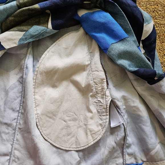 COS Abstract Printed Linen Lyocell Dress W/t Pocket Wrap Tie Front Sz 2 - 19"ptp - Picture 9 of 14